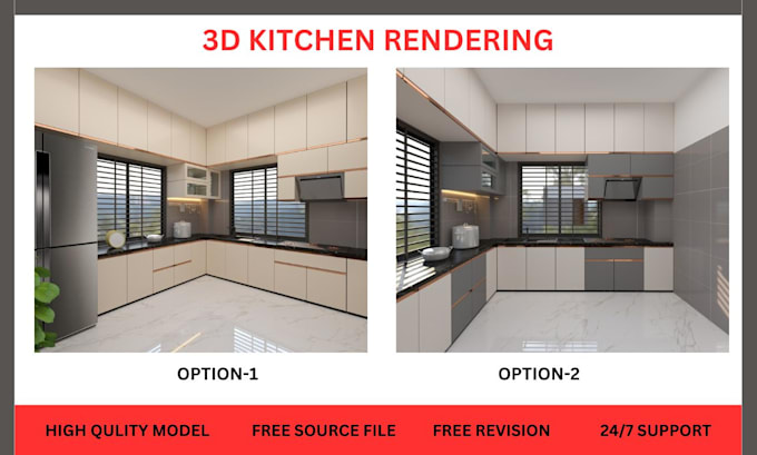 Gig Preview - Design kitchen, bathroom interior and 3d rendering