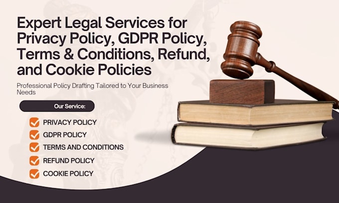 Gig Preview - Write privacy policy, gdpr policy, terms, refund, and cookie policies