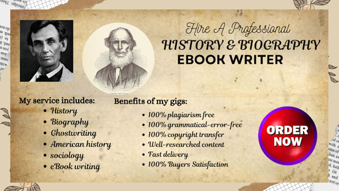 Gig Preview - Ghostwrite american history biography memoir sociology ebooks and articles