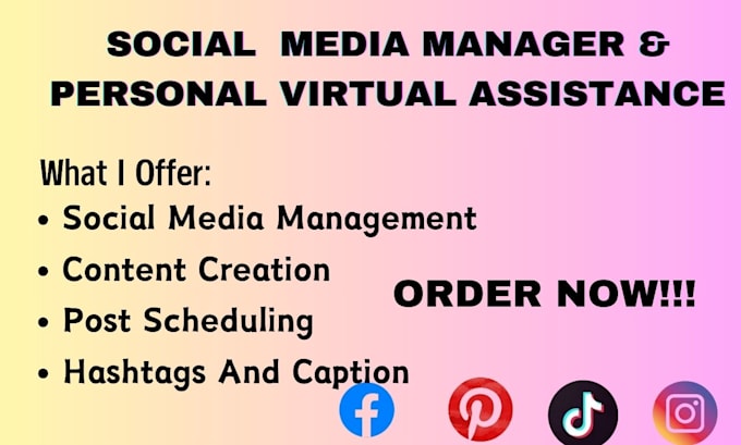 Gig Preview - Be your social media manager and personal virtual assistant