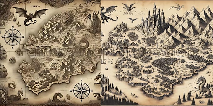 Gig Preview - Illustrate 2d fantasy map battle map for game novels project with high detailed