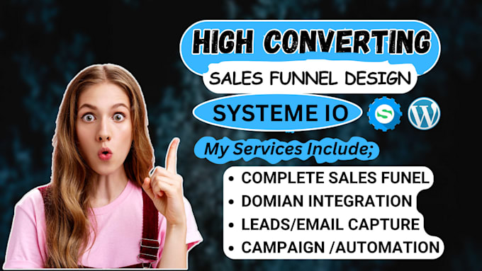 Gig Preview - Build systeme io website, systeme io landing page design sales funnel