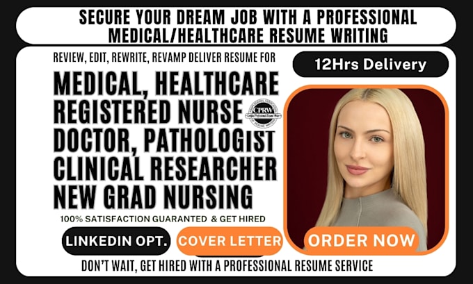 Gig Preview - Write healthcare resume, nursing resume, medical resume, biotech pharma resume