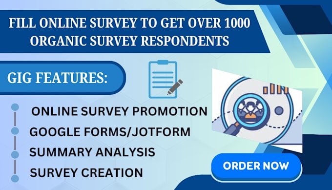 Gig Preview - Fill online survey typeform google forms jotform to over 1000 survey respondents