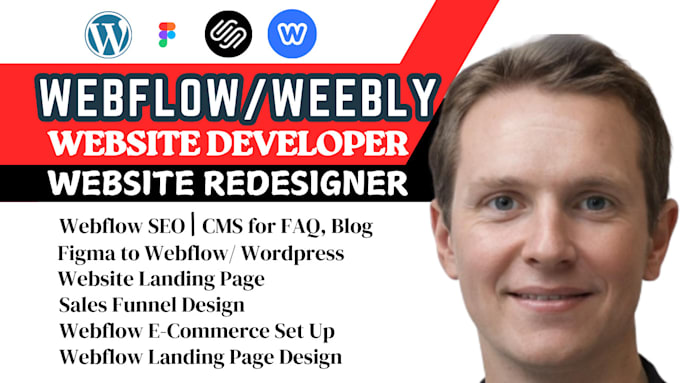 Gig Preview - Rebrand responsive webflow, weebly, webflow landing page design,figma to webflow