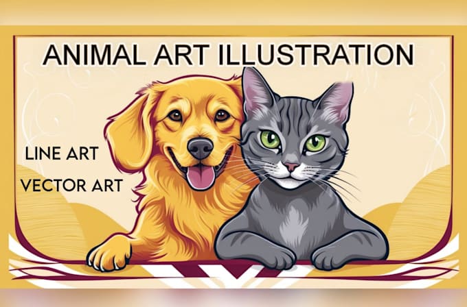 Gig Preview - Draw a cute chibi animal dog pet illustration in amazing animal art portrait