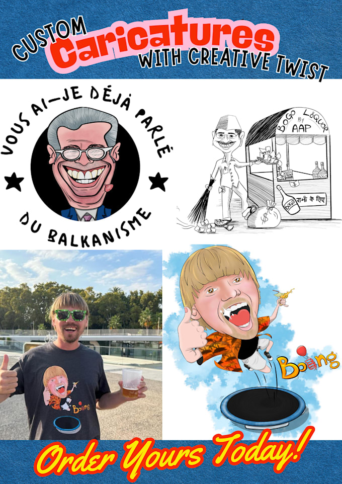 Gig Preview - Draw a funny caricature and cartoon portrait