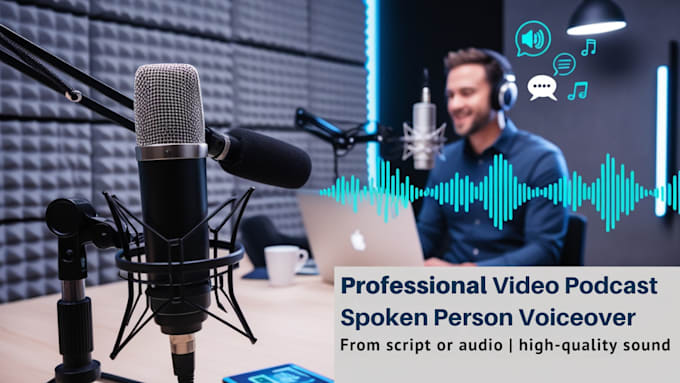 Gig Preview - Create professional spokenperson podcast voice over video from script or audio