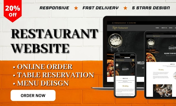 Gig Preview - Create a customized restaurant website with online ordering