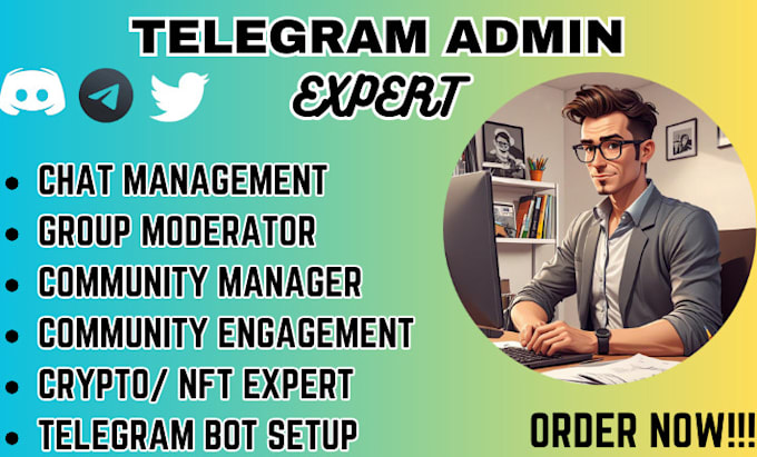 Gig Preview - Be telegram community manager or admin with 10 chatters in crypto project