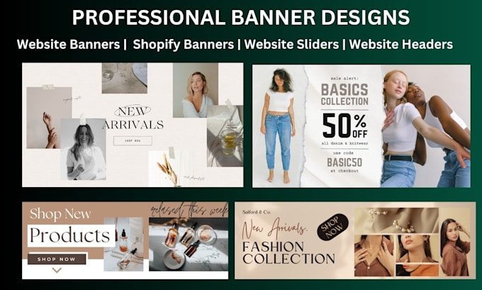 Gig Preview - Design website banner shopify banner wix banner website slider product banner