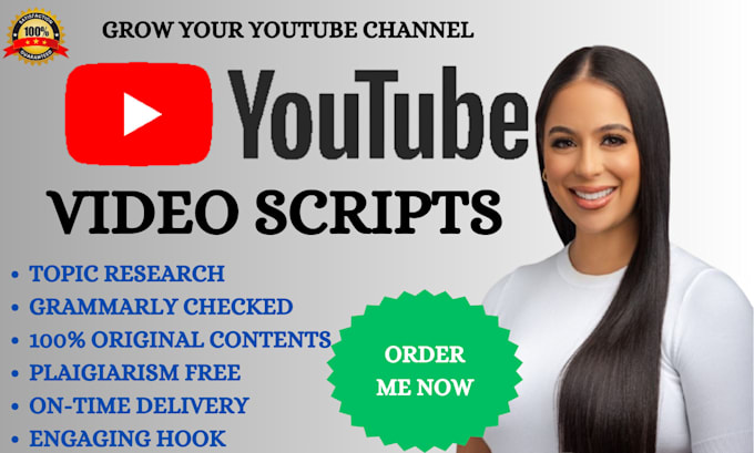 Gig Preview - Write your engaging youtube video scripts, professional script writer