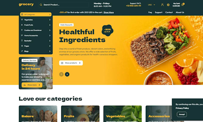 Bestseller - design grocery shopify store organic food website pantry store shopify store