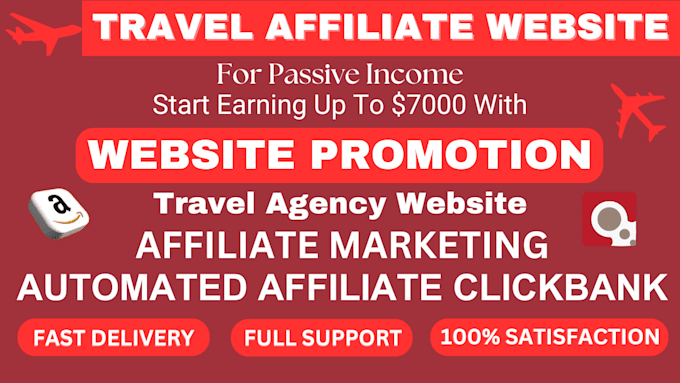 Gig Preview - Setup your travel affiliate website amazon website and clickbank promotions