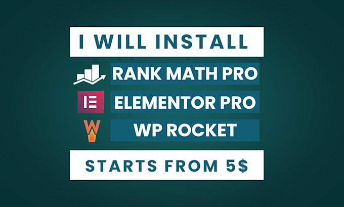 Gig Preview - Install elementor pro, rank math pro, wp rocket in 30 minutes