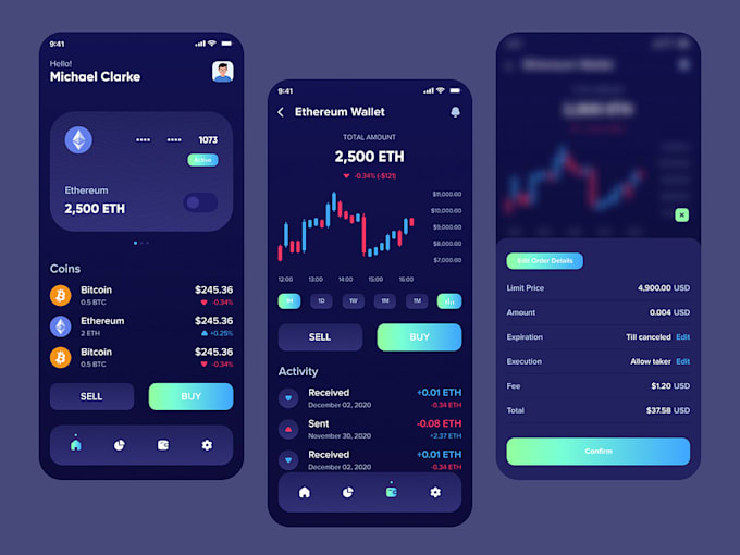 Gig Preview - Develop wallet app, crypto wallet app, crypto exchange website, trading platform