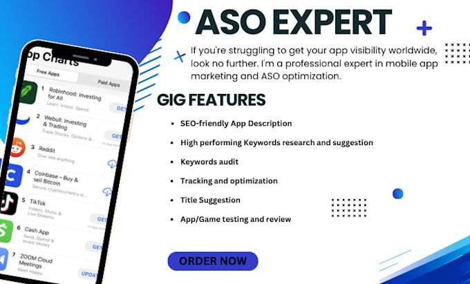 Gig Preview - Write aso with keywords, app store optimization aso for android and ios app