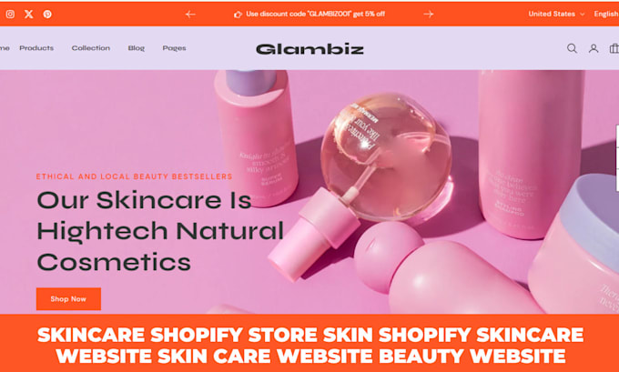 Gig Preview - Build skincare shopify store skincare shopify beauty website skincare website