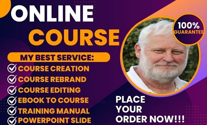 Gig Preview - Create masterclass online course content course creation training manual ppt