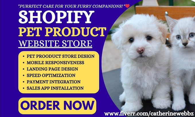 Gig Preview - Design pet shopify store pet food supplements pet cbd pet supplies pet website