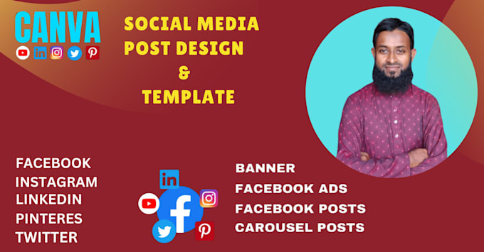 Gig Preview - Create any social media post and use canva template pro