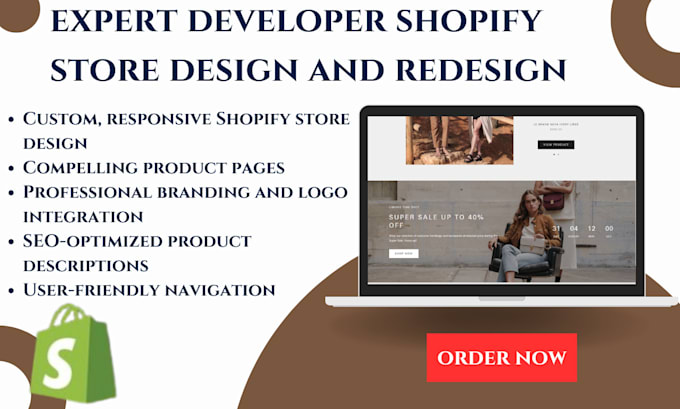 Gig Preview - Do expert developer shopify store website design and redesign