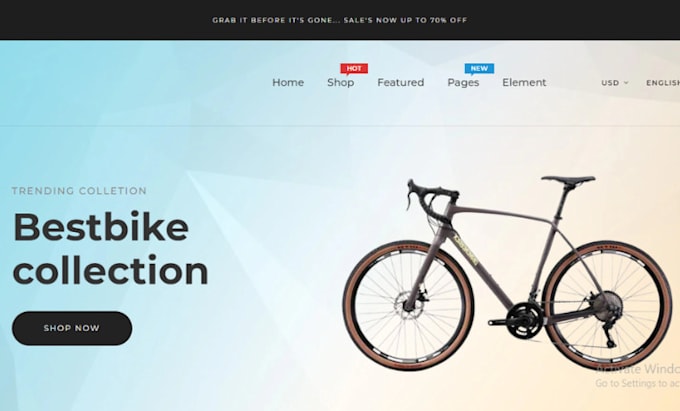 Gig Preview - Build responsive and personate bicycle shopify store bicycle dropshipping