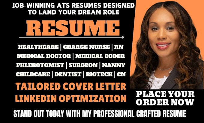 Gig Preview - Perfect resume for healthcare medical nanny charge nurse, medical coder rn