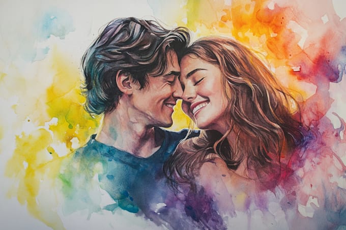 Gig Preview - Create a couple portrait watercolor painting