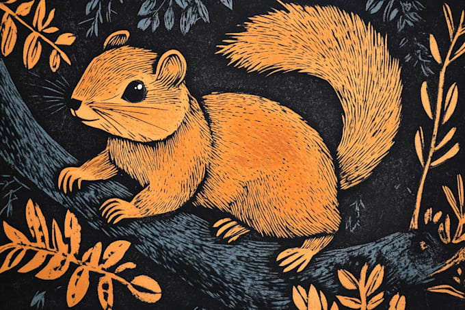 Gig Preview - Create a linocut illustration of animal or plants