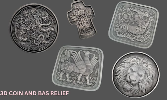 Gig Preview - Sculpt custom 3d coin 3d model bas relief medal for printing