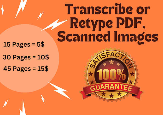 Bestseller - transcribe or retype PDF, scanned documents pages, transcript images