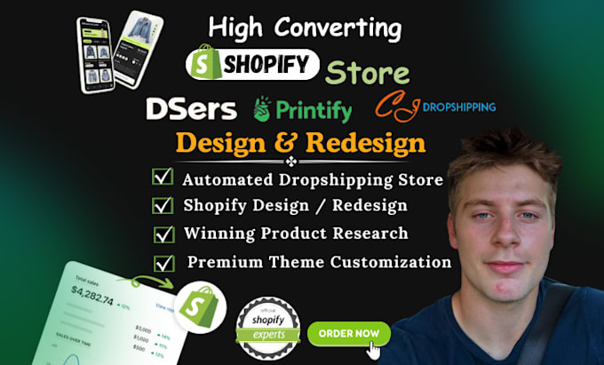 Gig Preview - Build branded 7 figure shopify dropshipping store, shopify website, store design