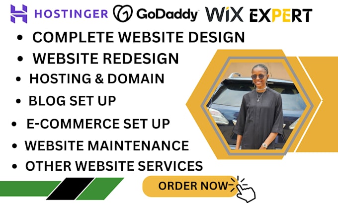 Gig Preview - Design wix website, wix redesign, godaddy website redesign, hostinger website