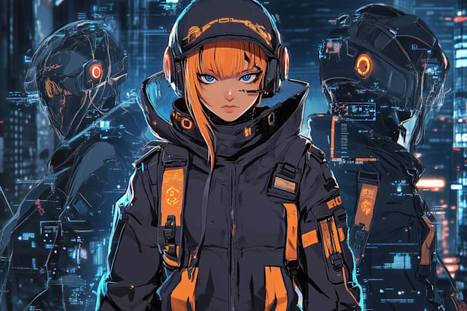 Gig Preview - Draw cyberpunk art anime illustration for you