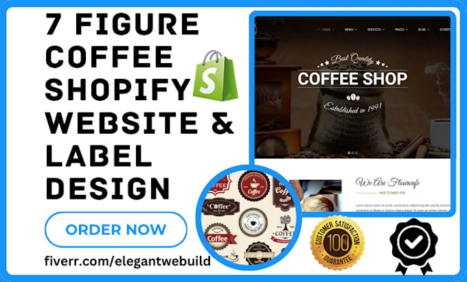 Gig Preview - Design shopify website coffee packaging label design coffee ecommerce website