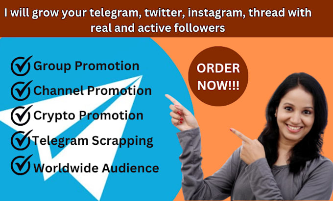 Gig Preview - Grow your crypto telegram promotion, thread followers, linkedin marketing