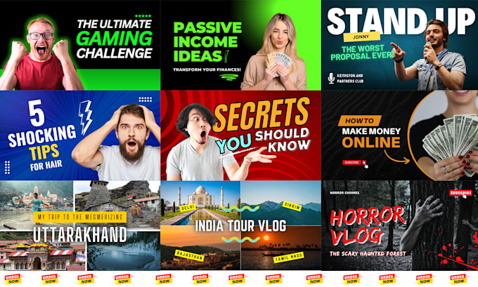 Gig Preview - Design attractive and appealing youtube thumbnails