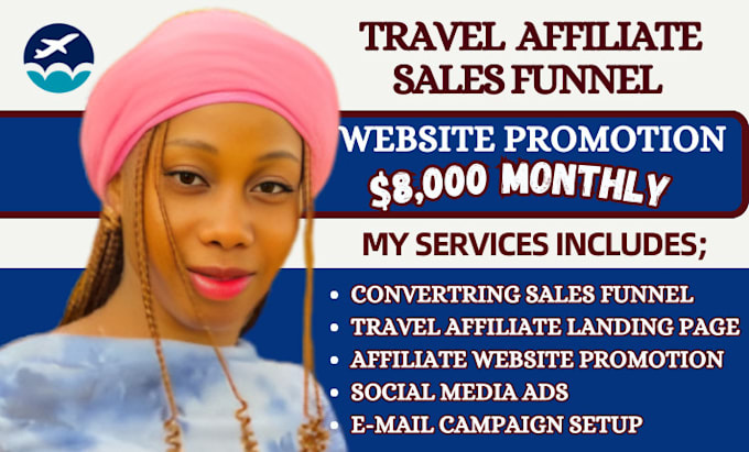 Gig Preview - Design travel affiliate landing page, sales funnel for travel affiliate website