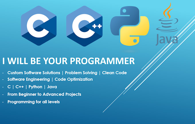 Gig Preview - Be your programmer or developer in c, cpp, python or java