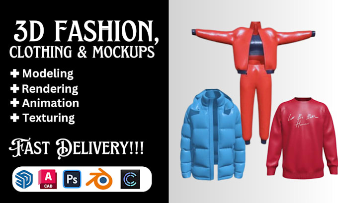 Gig Preview - Clo 3d clothing animation for tshirt mockup, secondlife 3d fashion design render