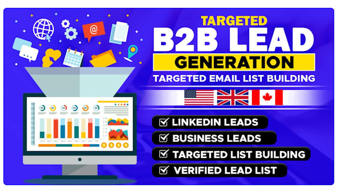 Gig Preview - Any targeted b2b lead generation,business leads,email list building and linkedin