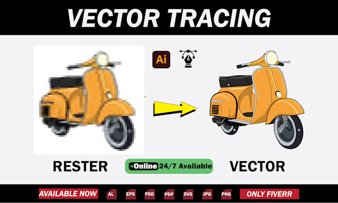 Bestseller - do image to vector, covert logo to vector, line art, rester to vector etc