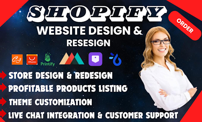 Gig Preview - Setup a profitable shopify website or shopify store design redesign