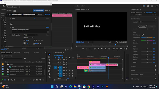 Gig Preview - Do your video editing using premiere pro , after effects