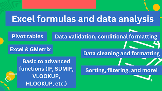 Gig Preview - Provide expert data analysis and excel tutoring on formulas