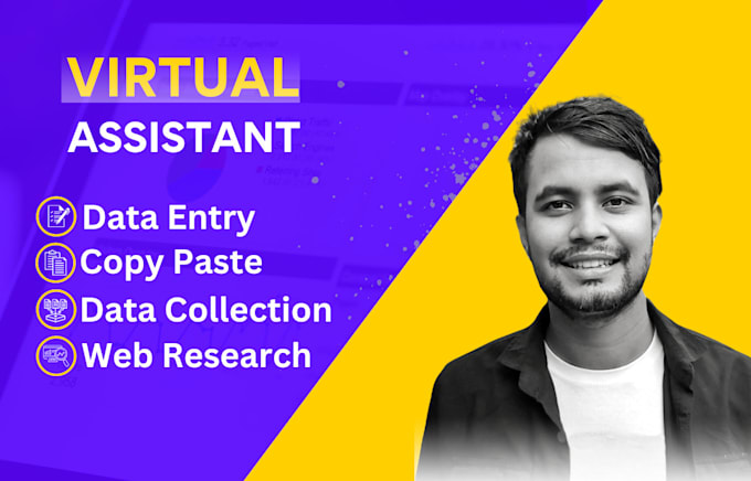 Gig Preview - Do your virtual assistant, data entry and web research job