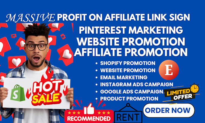 Gig Preview - Do pinterest affiliate website promotion market affiliate clickbank referal link