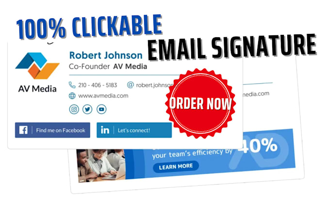 Gig Preview - Professional clickable editable email signature, exclaimer signature design htlm