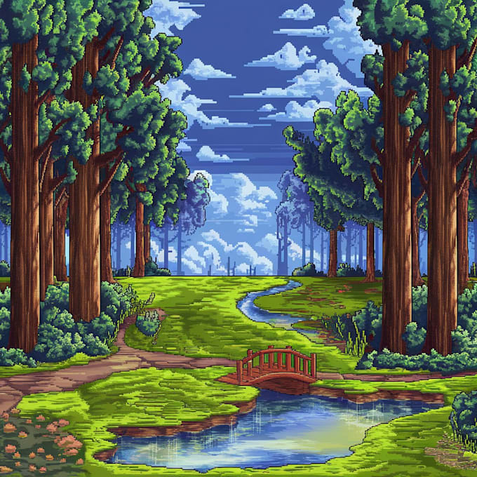 Gig Preview - Make eyecatching pixel art game backgrounds, sprite sheet and animations